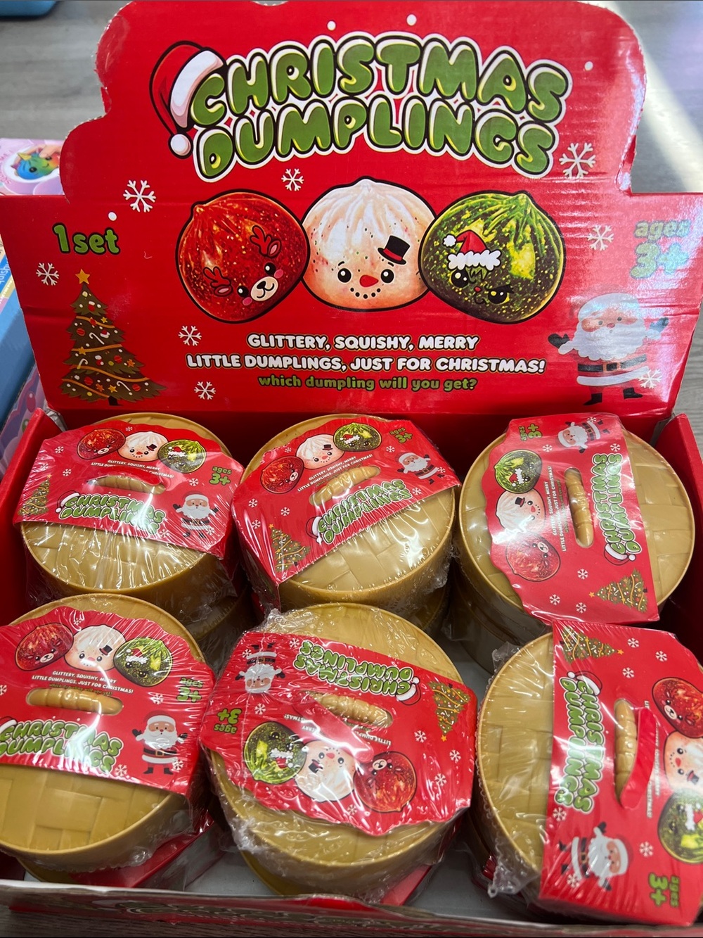 Christmas Dumplings Glittery Squishy Toy - Gold & Red